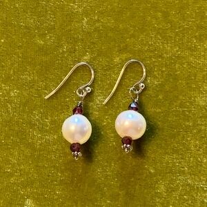 Chic Baroque Pearl and Garnet Earrings